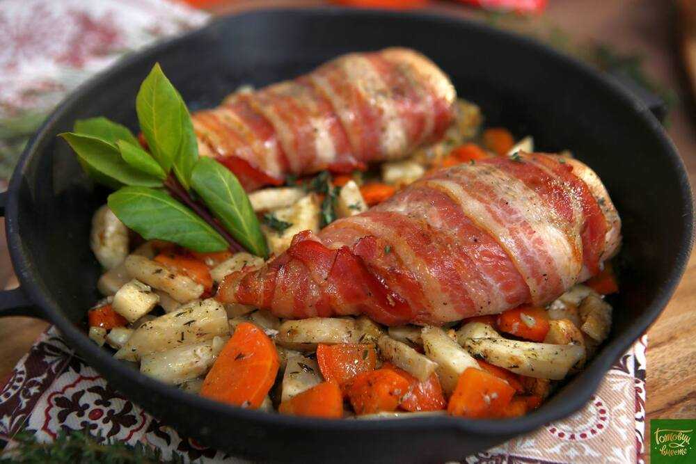 Бекон с овощами – пошаговый рецепт с фото запекания блюда в духовке