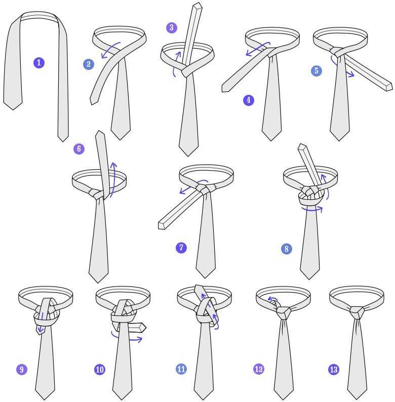 Как завязать галстук пошагово (20 популярных узлов для галстука)