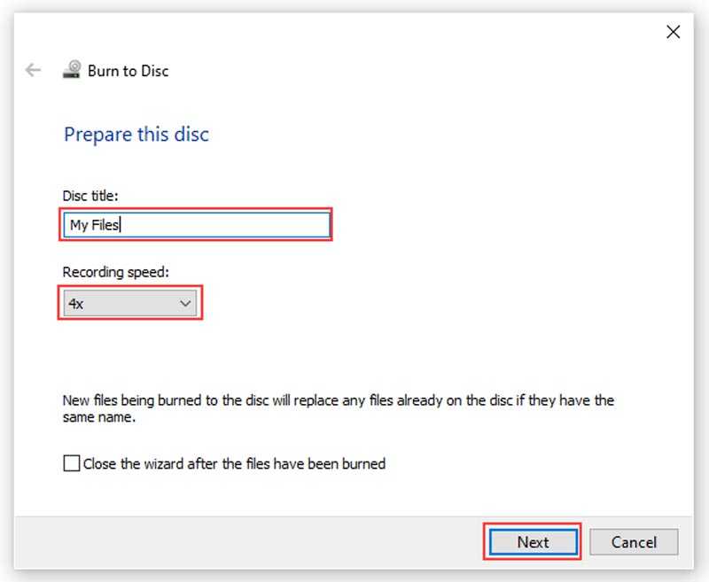 Как записать подготовленные файлы на диск