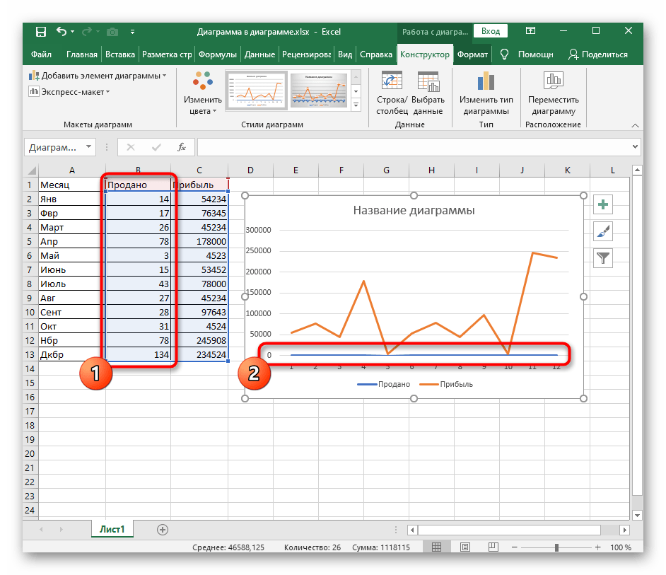 Выбор данных для диаграммы excel