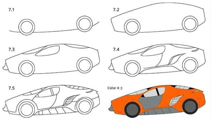 Как нарисовать машину будущего карандашом поэтапно. пошаговые уроки: как рисовать машины