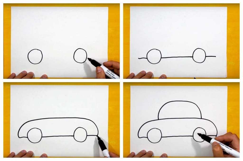 Как нарисовать машину поэтапно карандашом или фломастерами