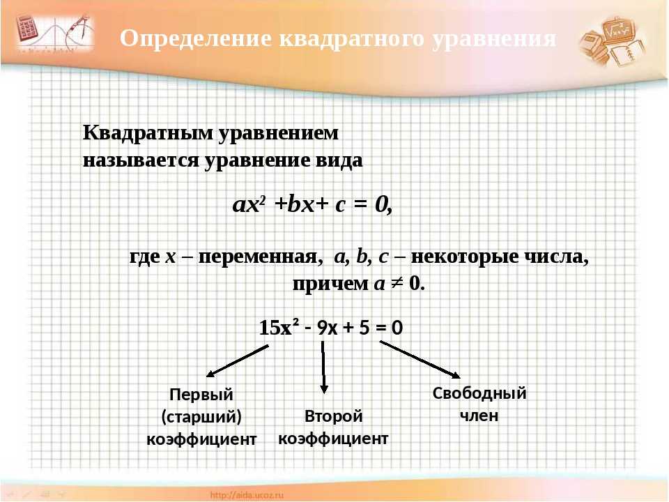 Примеры решения квадратных уравнений