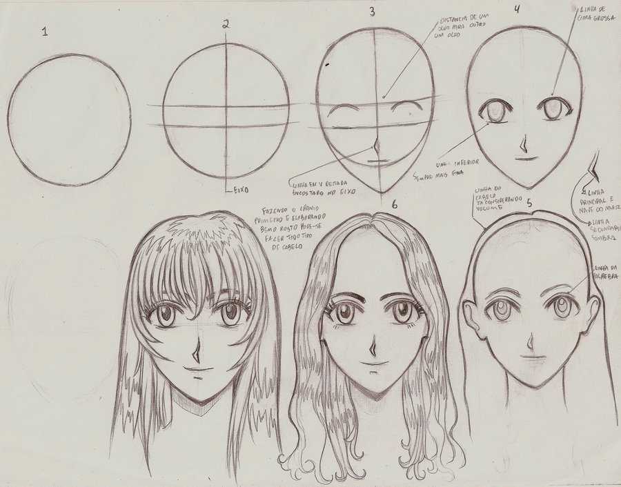 Как рисовать аниме волосы рисуем прически аниме поэтапно