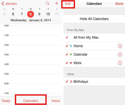 Как удалить календарь events на айфоне