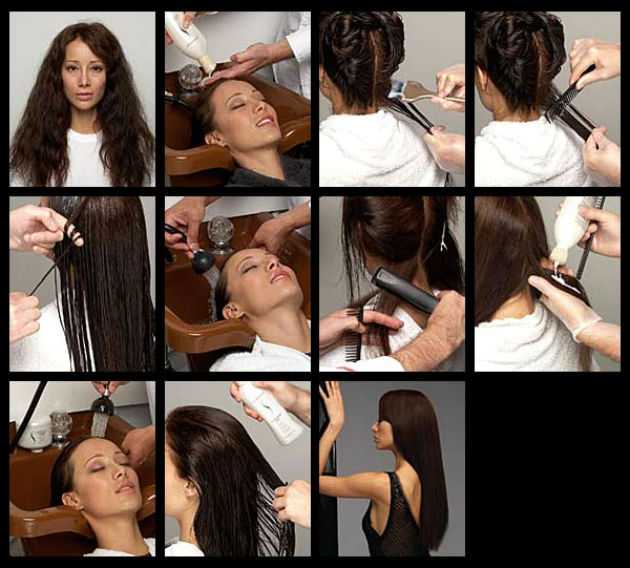 Кератиновое выпрямление пошагово. Технология выполнения выпрямления волос. Выпрямление волос утюжком в домашних. Кератиновое выпрямление волос пошагово. Выпрямление волос утюжком в салоне.