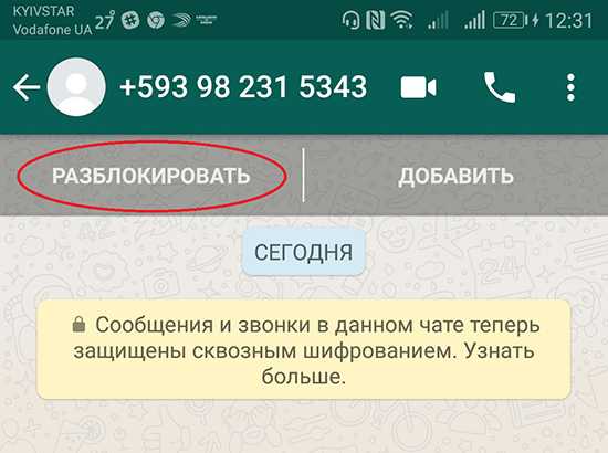 Как разблокировать контакт в whatsapp