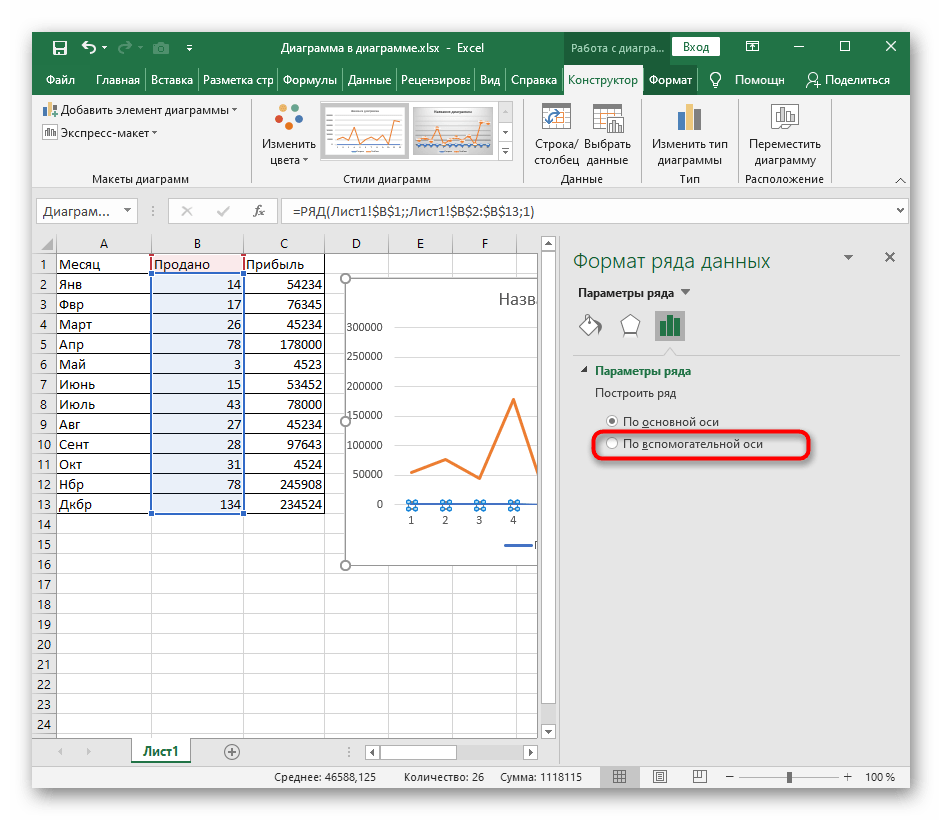 Как дать названия осям диаграммы в excel