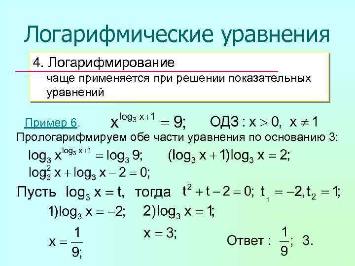 Логарифмическая функция в математике с примерами решения и образцами выполнения