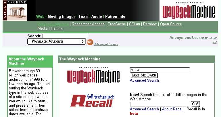 Как пользоваться архивом интернета internet wayback machine