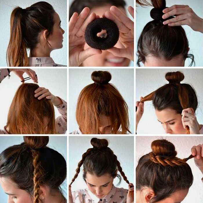 Как сделать пучок на голове с помощью резинки: 14 способов с фото — правильный уход за волосами