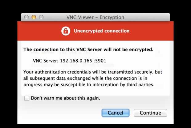 Vnc-просмотрщик не подключается к mac из windows